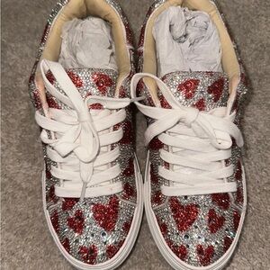 Rhinestone heart shoes